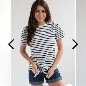 Nursing Queen Black and White Striped Short Sleeve Tee